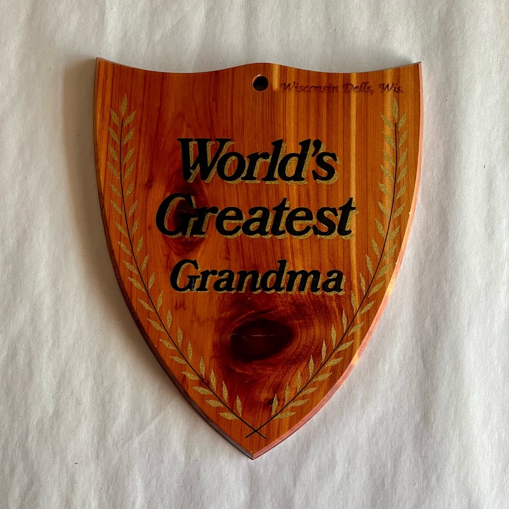 Vintage Wooden World's Best Grandma Wall Hanging Plaque